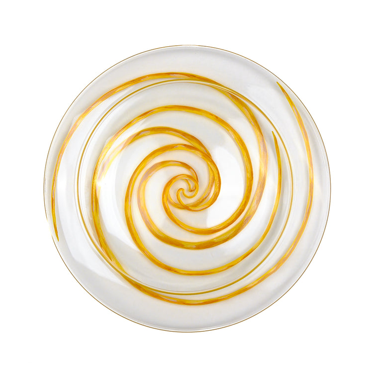 Spiral Hand-Painted Yellow Glass Dinner Plate