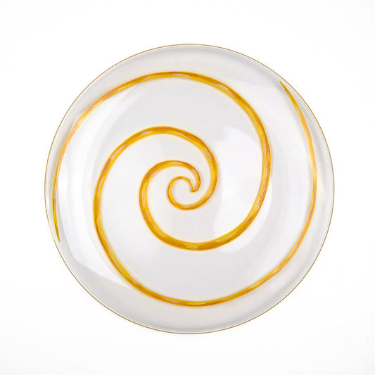 Spiral Hand-Painted Yellow Glass Dinner Plate