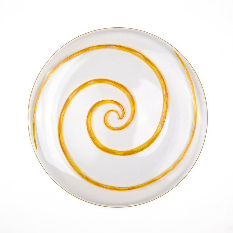 Spiral Hand-Painted Yellow Glass Dinner Plate