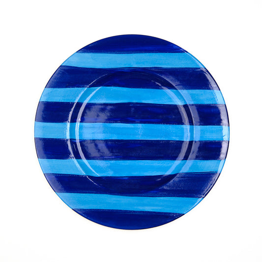 Striped Indigo Blue Dinner Plate