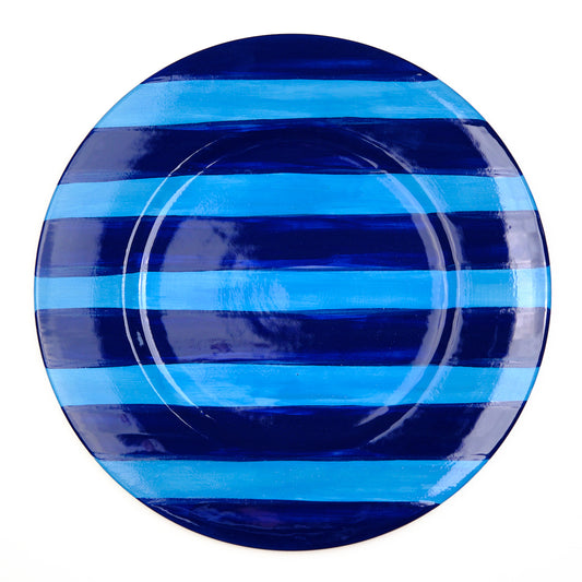 Striped Indigo Blue Charger Plate