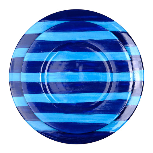 Striped Indigo Blue Dinner Plate