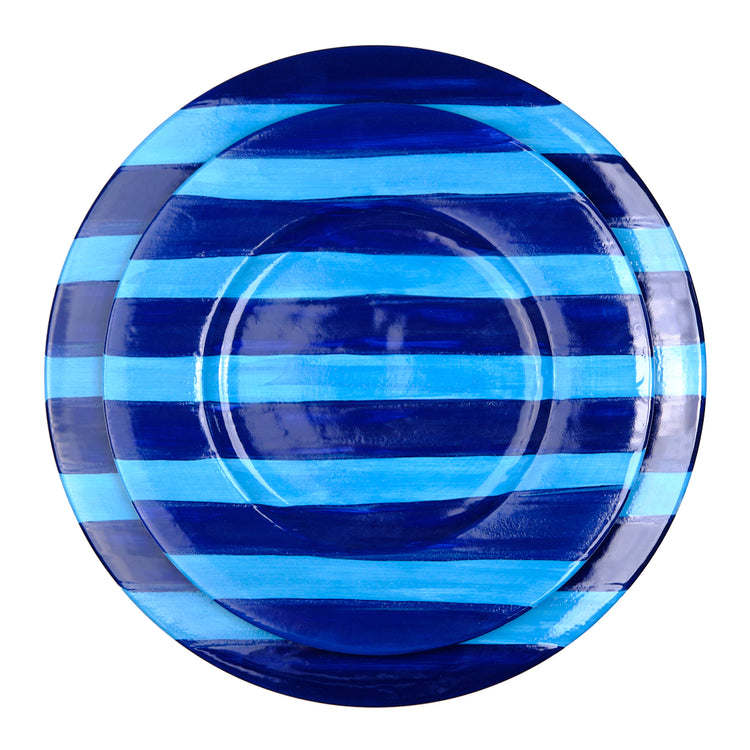 Striped Indigo Blue Dinner Plate