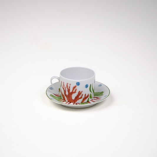 Limoges Hand-Painted Porcelain Seashells Cappuccino Cup