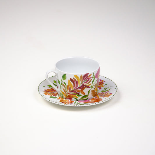 Limoges Hand-Painted Porcelain Orange Tea Cup