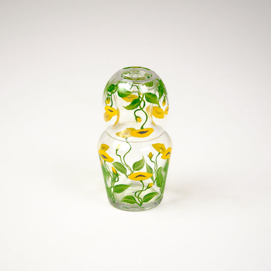 Bedside Table Water Hand-Painted Glass Set Poppy Yellow