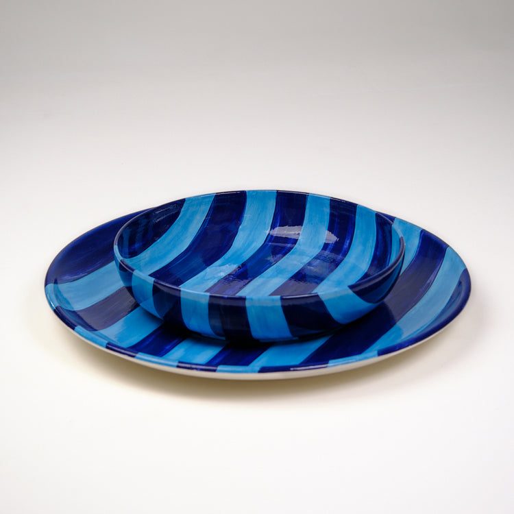 Striped Indigo Blue Extra Large Platter