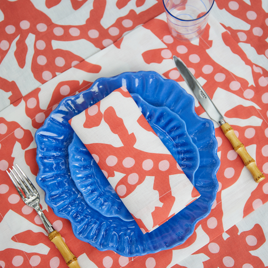 Set of 2 Corals Red Linen Placemats
