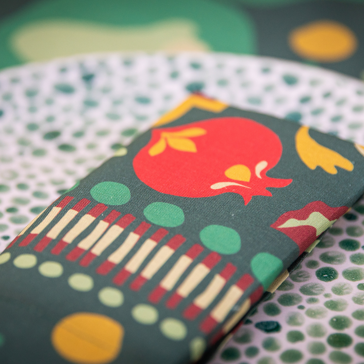 Green Pomegranates Linen Napkin