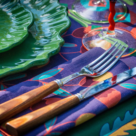Purple Floral Linen Napkin