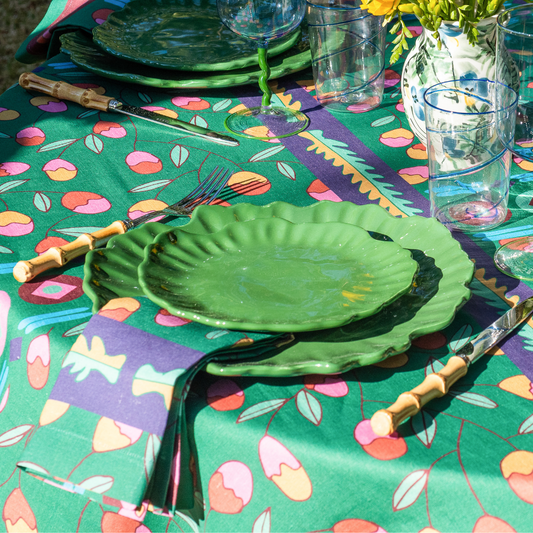 Green Floral Linen Napkin