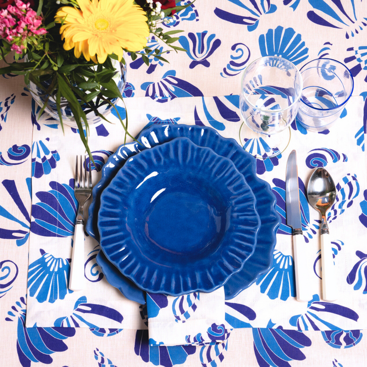 Set of 2 Shells White Linen Placemats