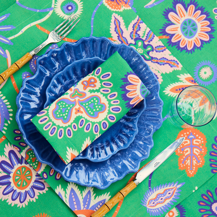 Set of 2 Mystical Garden Green Linen Placemats