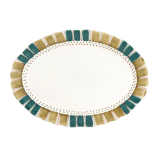 Pomegranates Green Hand-Painted Ceramic Platter