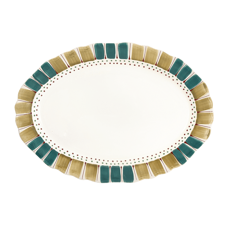 Pomegranates Green Hand-Painted Ceramic Platter