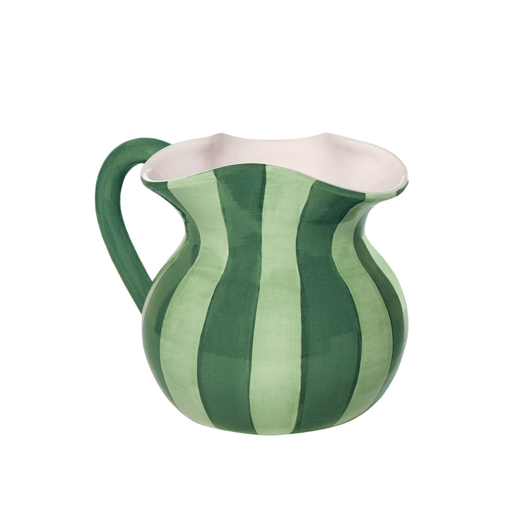 Striped Green Short Ceramic Carafe