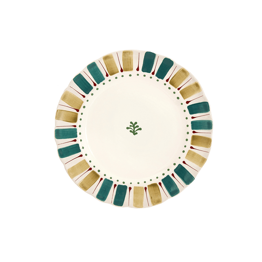 Pomegranates Hand-Painted Green Ceramic Dessert Plate