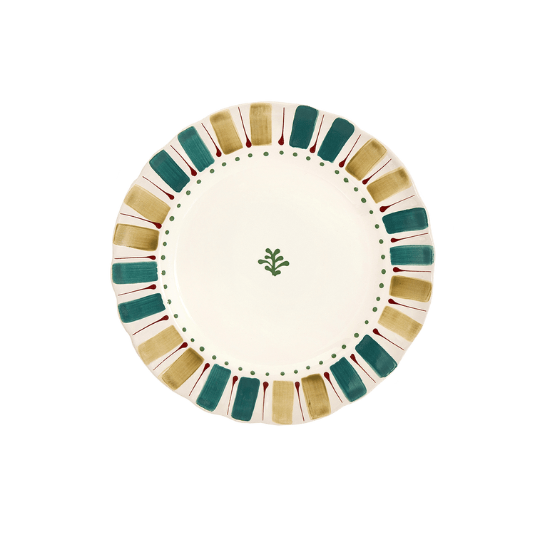 Pomegranates Hand-Painted Green Ceramic Dessert Plate