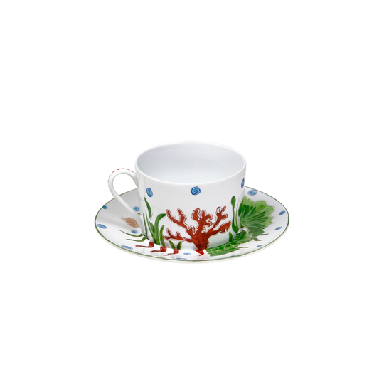 Limoges Hand-Painted Porcelain Seashells Tea Cup