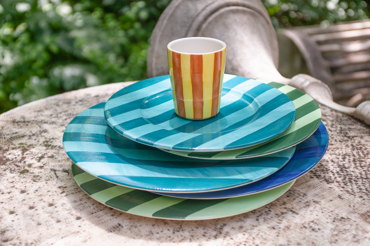 Striped Turquoise Charger Plate