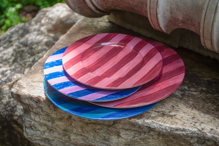 Striped Red Dinner Plate