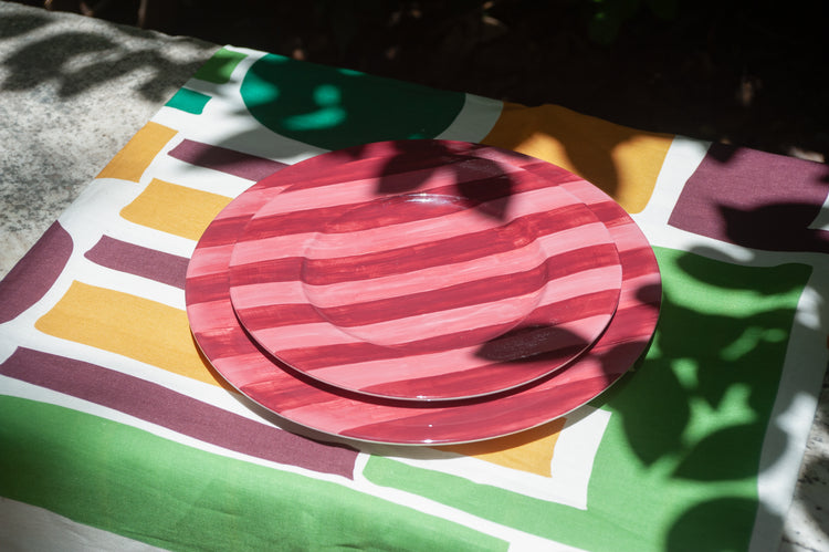 Striped Red Dinner Plate