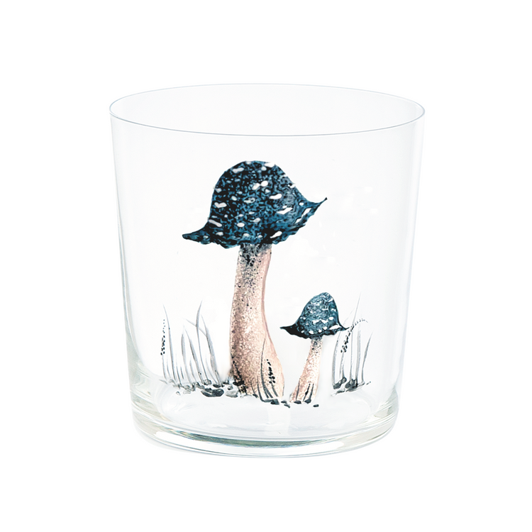 Set of 4 Mushrooms Hand-Painted Tumbler Glasses