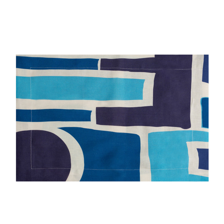 Set of 2 Shapes Blue Linen Placemats