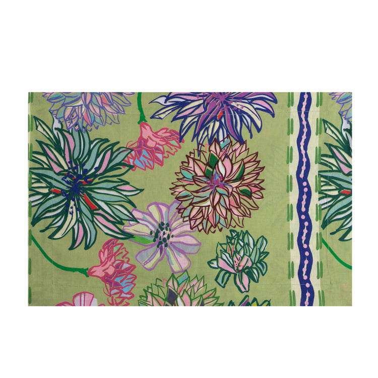 Set of 2 Flower Fields Green Linen Placemats