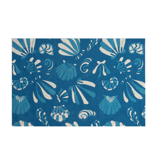 Set of 2 Shells Blue Linen Placemats