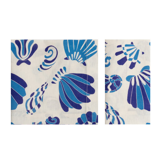 Set of 4 Shells White Linen Napkins