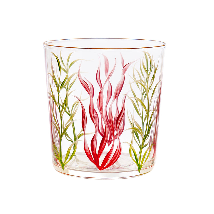 Red Seaweed Hand-Painted Tumbler Glass