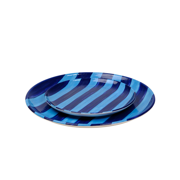 Striped Indigo Blue Extra Large Ceramic Platter
