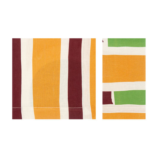 Set of 4 Shapes Green Linen Napkins