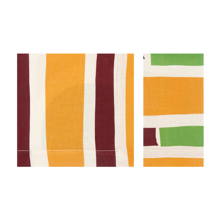 Set of 4 Shapes Green Linen Napkins