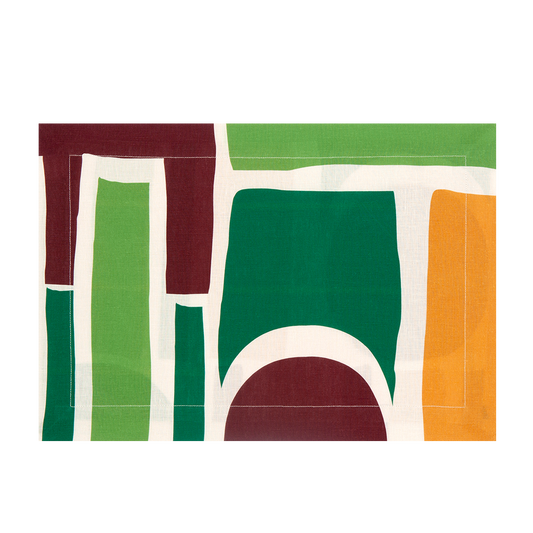 Set of 2 Shapes Green Linen Placemats