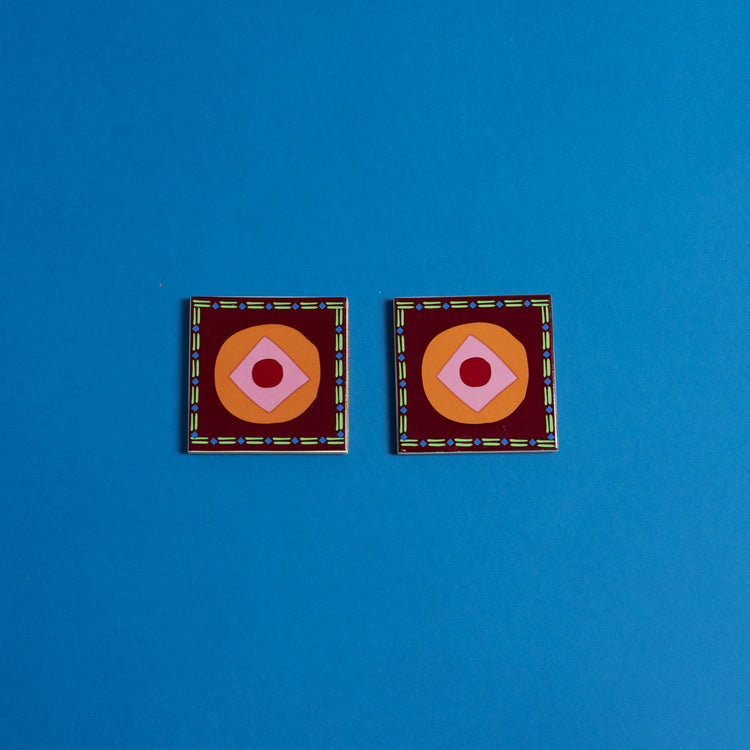 Set of 4 Floral Porcelain Coasters