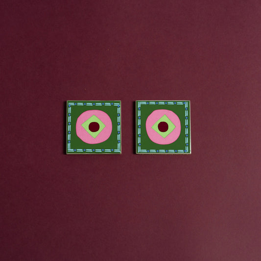 Set of 4 Floral Porcelain Coasters