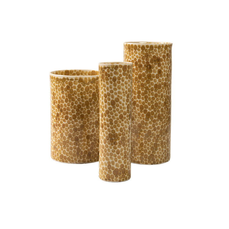 Hand-painted Yellow Porcelain Dots Vase (Bamboo)