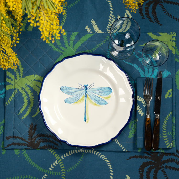 Set of 2 Rêve Tropical Blue Linen Placemats