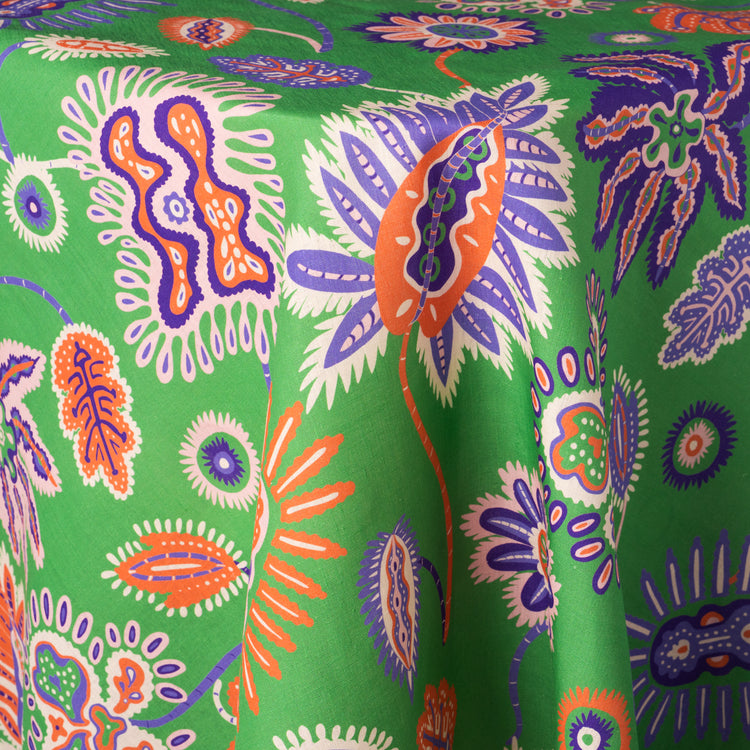 Mystical Garden Green Linen Tablecloth