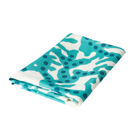 Corals Blue Linen Tablecloth