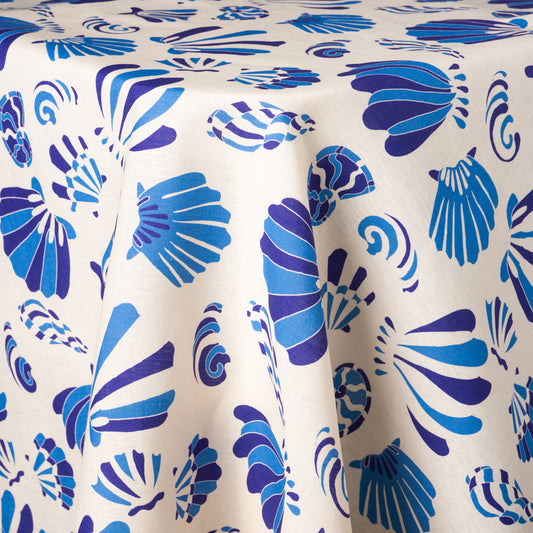 Shells White Linen Tablecloth