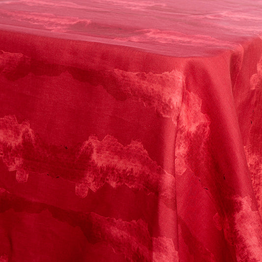 Tie-Dye Red Linen Tablecloth