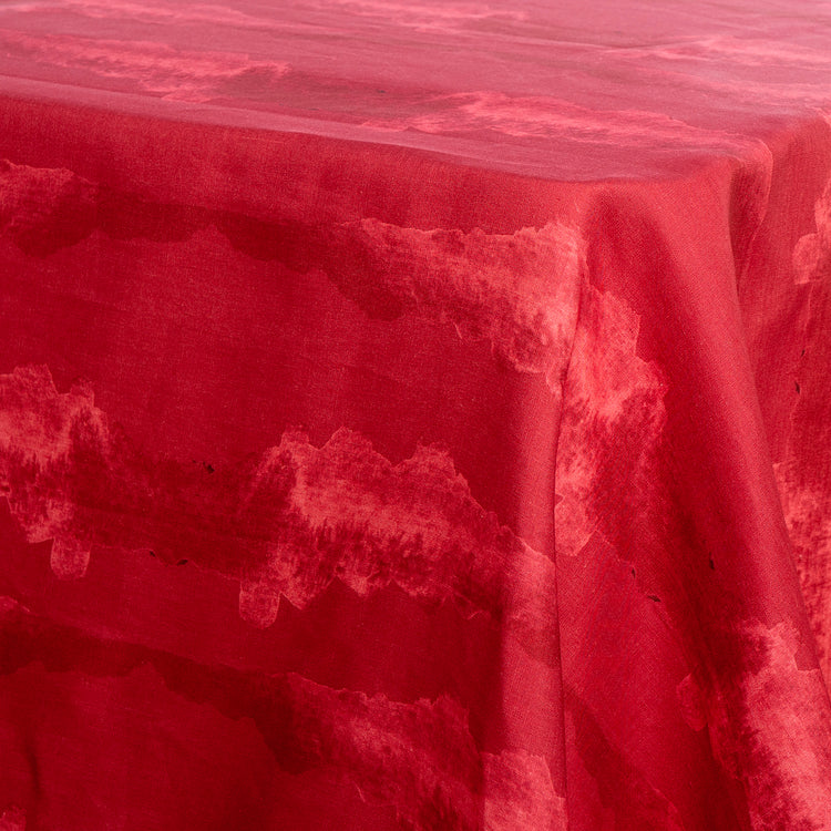 Tie-Dye Red Linen Tablecloth