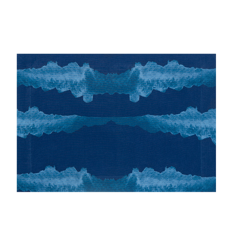 Set of 2 Tie-Dye Blue Linen Placemats