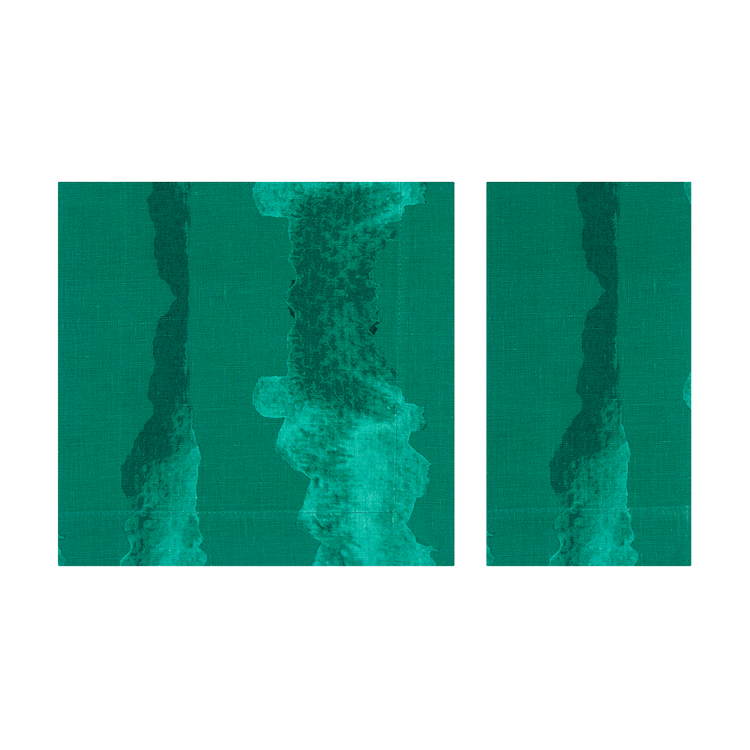 Set of 4 Tie-Dye Green Linen Napkins