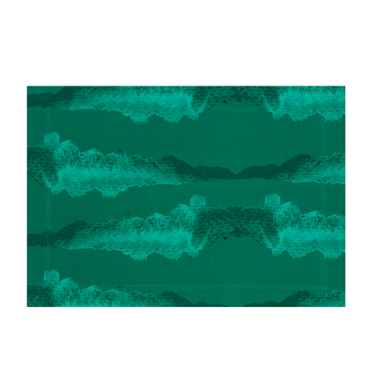 Set of 2 Tie-Dye Green Linen Placemats