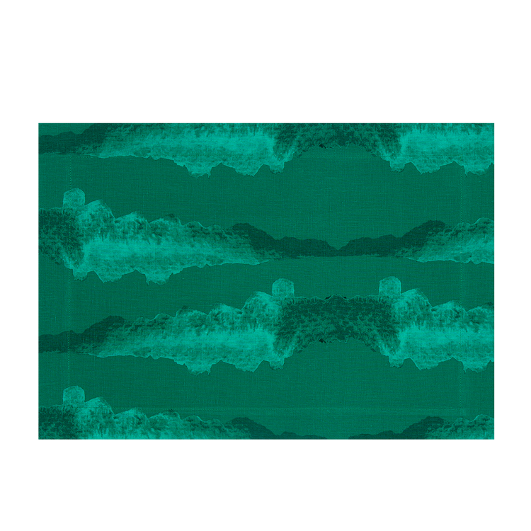 Set of 2 Tie-Dye Green Linen Placemats