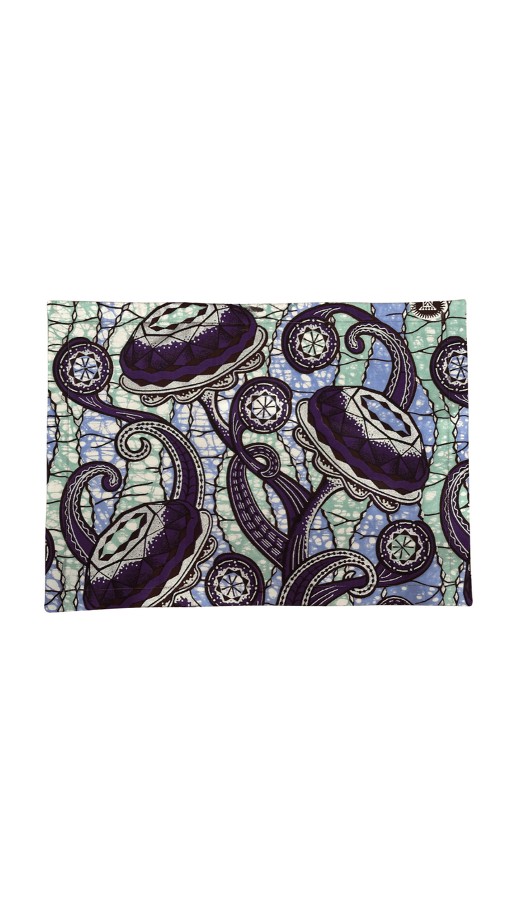 Set of 2 Purple Surreal Flowers Quilted Placemats